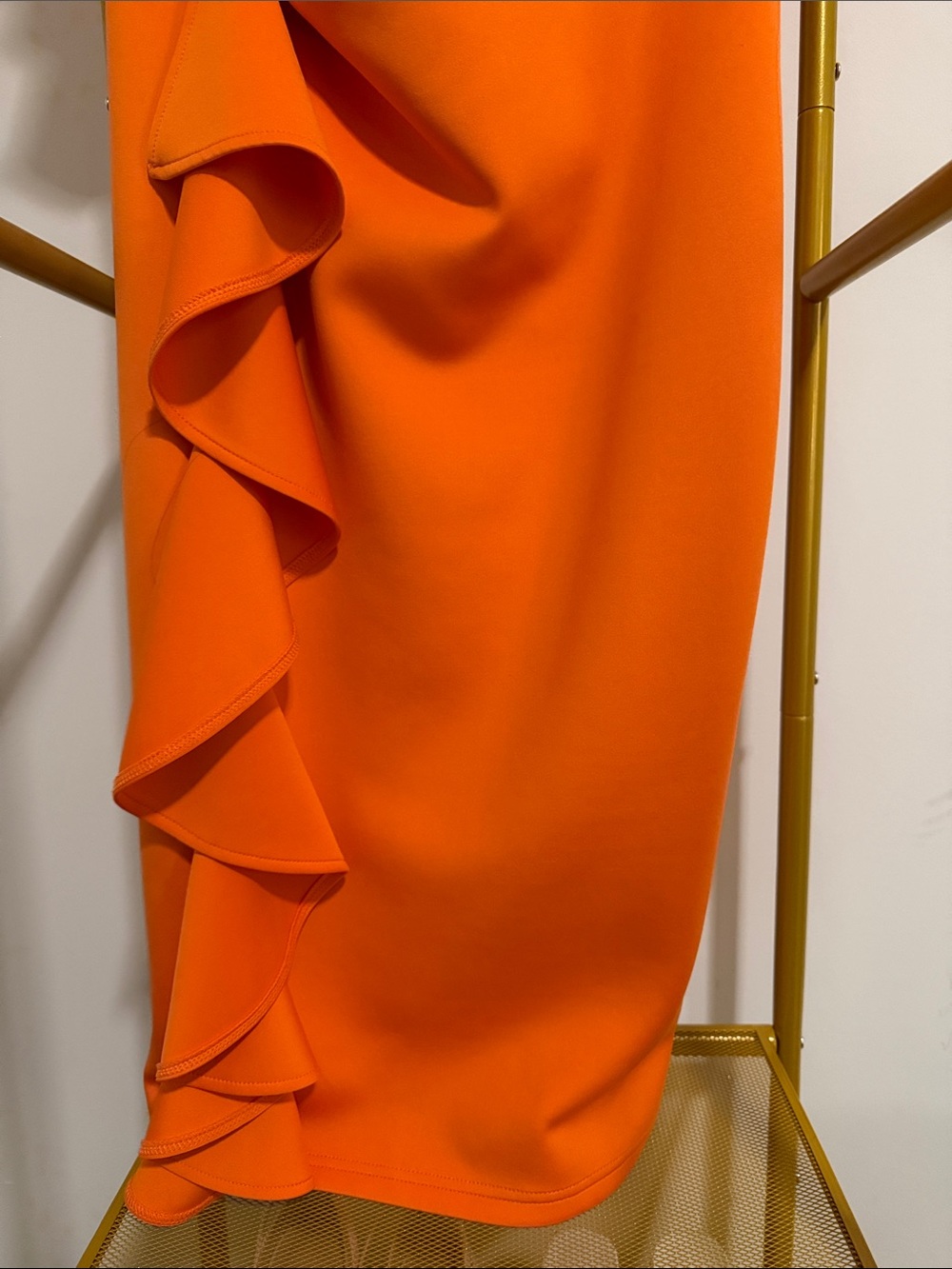 Amazon Orange Ruffle Midi Dress - Picture 3 of 5
